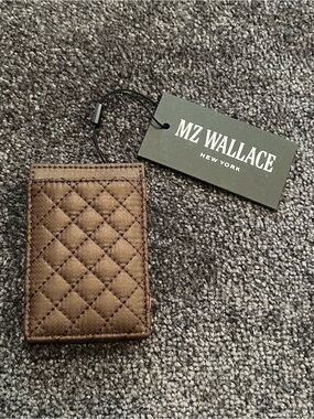 MZ Wallace Crosby Slim Walnut Brown Quilted Card Holder NWT